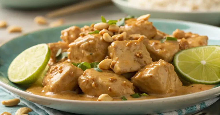 chicken with coconut lime peanut sauce​