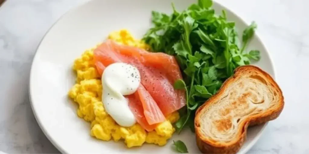 Scrambled Eggs with Smoked Trout and Crème Fraîche