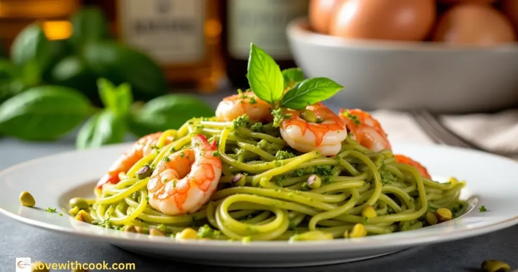 Pasta with Shrimp and Pistachio Pesto